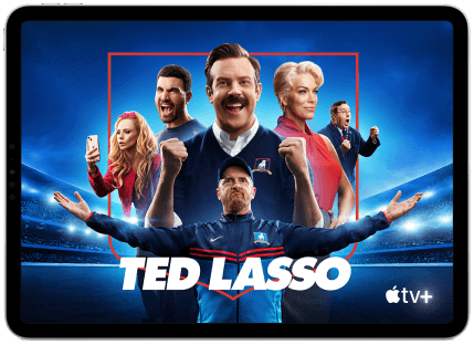 iPad displaying Ted Lasso on Apple TV+